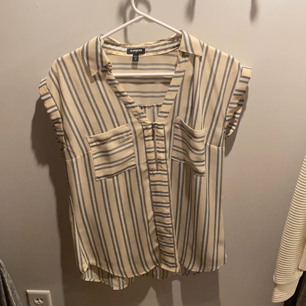 Express Zip Blouse Cream Stripes
